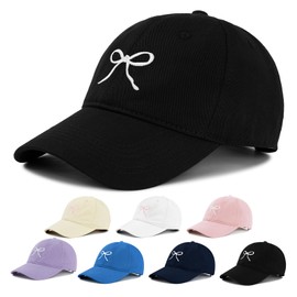 Black Cute Baseball Caps for Women Stylish Y2K Bow Hat Fashionable Headwear for Summer Outdoor Activities