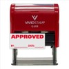 Approved w/by Date Line Self-Inking Office Rubber Stamp (Red) -