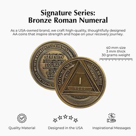 MYRECOVERYSTORE AA Coin with Roman Numeral Alcoholics Anonymous (1-60 Years) Year 52