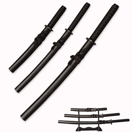 3pc Set Japanese Samurai Sword with Display Stand,Iaido Katana,Matte Texture