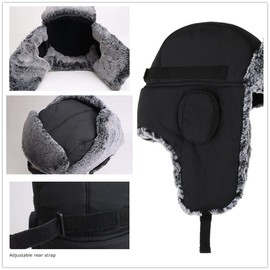 ZffXH Men's Trapper Hat, Navy Winter Fur Aviator Hunter Hat with Ear Flaps, Mens Bomber Hat, Eskimo Waterproof Elmer Fudd Trooper Hat, Fleece Cap with Flap, Adult Ski Hat with Ear Cover
