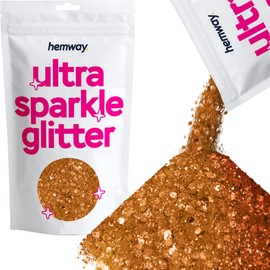 Hemway Ultra Sparkle Glitter - Multi-Size Chunky Fine Cosmetic Glitter Mix for Body Face Hair Eye Nail Art Festival, Crafts for Tumbler Resin Decorations - Copper - 100g / 3.5oz