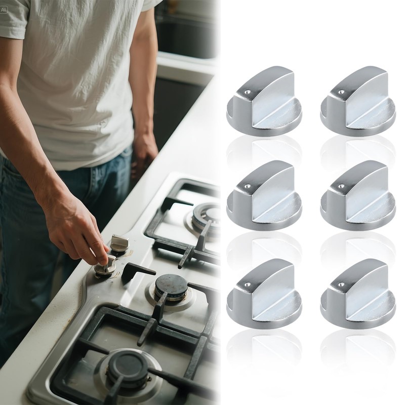 6 Pcs Universal Gas Stove Knobs - 6MM Durable Metal