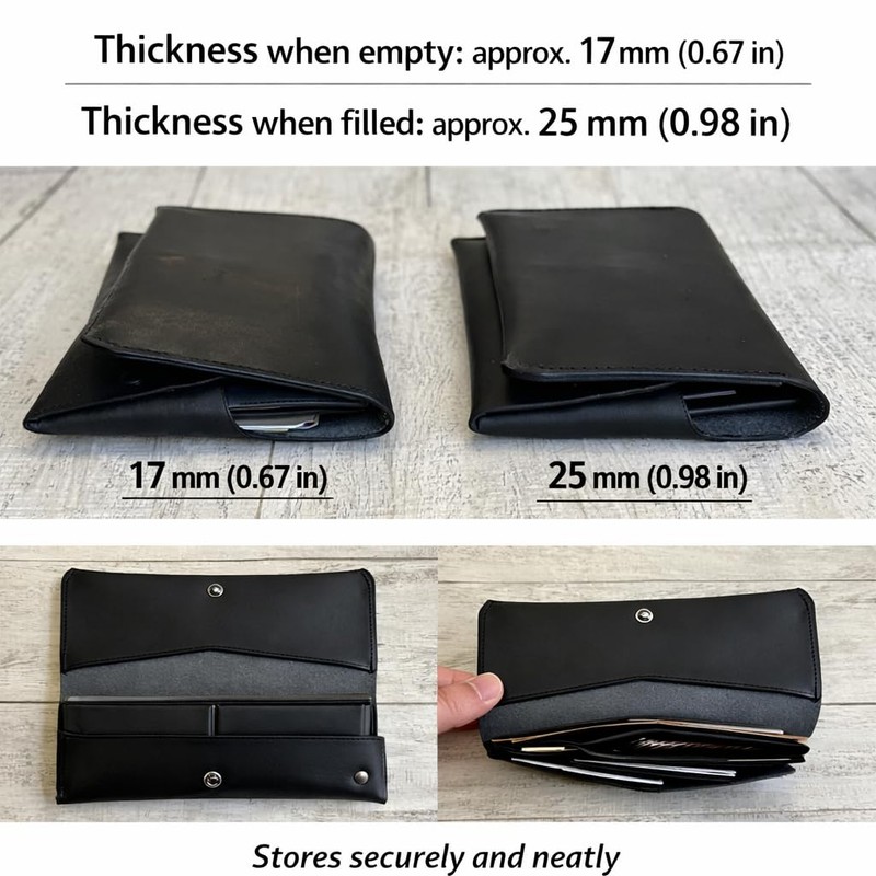 Cowhide Leather, Bill Size, Extra Small Long Wallet, Over'd-lap Mini