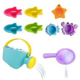 atnayo 9 Pcs Baby Bath Toys, Mould Free Water Toys for Toddlers, Paddling Pool Toys for Toddlers Age 1-5