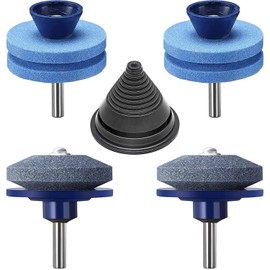 IRmm 4PCS Lawn Mower Blade Sharpener, Lawnmower Blade Sharpener for Drill with Blade Balancer, Mower Blade Sharpener for Any Power Hand Drill