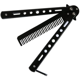 2Pack Folding Comb Unique Metal Training Butterfly Comb for Beard Brushe Styling Tool
