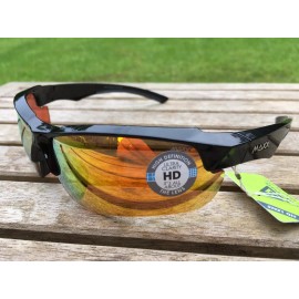 Maxx 8 HD Sunglasses Gloss black Mirrored Orange brown lens 57613