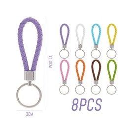 QIHUAN 8 Pieces Of Colorful Braided Keychain, Pu Leather Keychain, Creative Keychain, Gift Keychain, Durable Keychain.