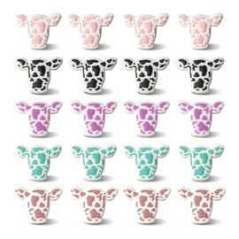 20PCS Cow Silicone Beads, Cow Shape Silicone Focal Beads, Cute Animal Silicone Spacer Beads, Loose Beads Bulk for Pens Keychain Necklace Bracelet Lanyard Jewelry Making Accessories DIY Handicrafts