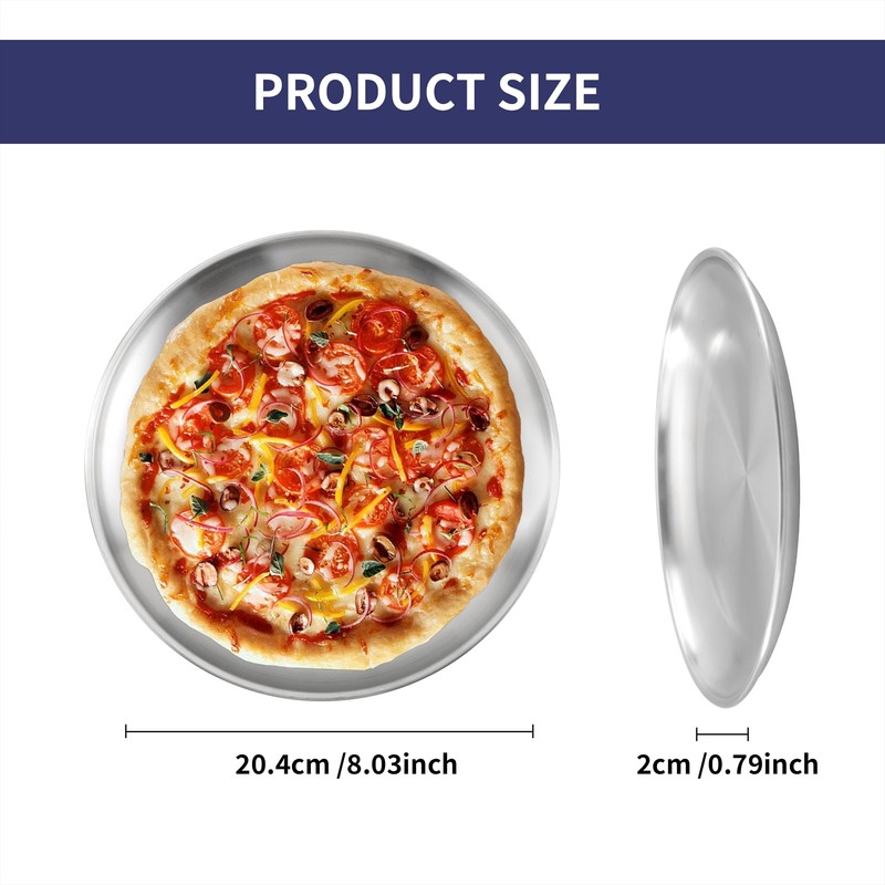 Axigundaone 6 Pcs Stainless Steel Pizza Pans 8 Inch, Non-Stick
