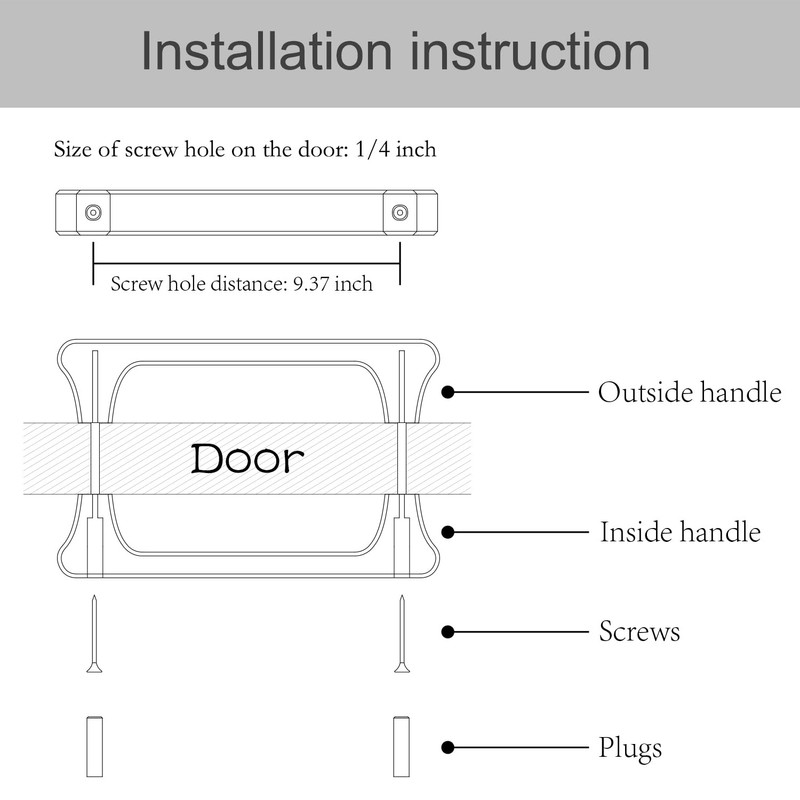 NUIBY Large Wooden Door Pull Handle, Solid Wood Door Handle