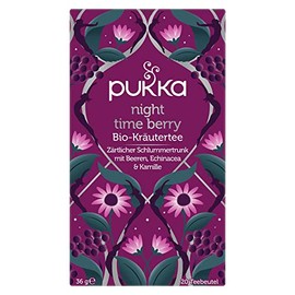 Pukka Tea Set, Organic Fruit Herbal Tea "Night Time Berry" Chamomile, Lavender, Echinacea, Elderberry, For a Peaceful Evening Rest, Pack of 4, 80 Tea Bags
