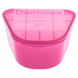 McKesson Denture Cup & Retainer Case 8 oz, Hinged Lid, Pink – For Dentures, Retainers, Night Guards, Clear Braces – Single Patient Use