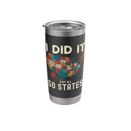 Visited All 50 US States USA Map Travel Visit America States Stainless Steel Insulated Tumbler