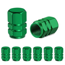 Soleebee Alloy Valve Caps, Tyre Valve Stem Caps, Car Accessories, Universal Valve Caps, Dust Protection, Air Nozzle Cap, Car Decoration Accessories for Car, Motorcycle, Bicycle (Green, 8 Pieces)