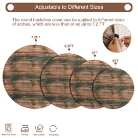 Gallety 7.2 FT Rustic Wood Round Backdrop Cover for 5 to 7.2FT Circle Backdrop Stand - Adjustable Circle Arch Cover for Birthday, Wedding, Baby Shower, Baptism and First Communion Decorations