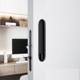 Hoconnie Pocket Door Handle Lock with Edge Pull, Privacy Sliding Door Lock, Recessed Sliding Door Hardware for 1 1/2‘’- 1015/16‘’ Thickness Door (Matte Black)