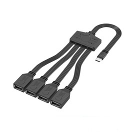 JSADZKJ Flach Typ C zu Multi USB A Splitter Kabel TypC Männlich zu 4 USB A Weiblich 2.0 OTG Connector Extender Cord 4 in 1 Multi Kabel Unterstützung Laden und DataTransfer 1.6ft (Gerade Winkel)