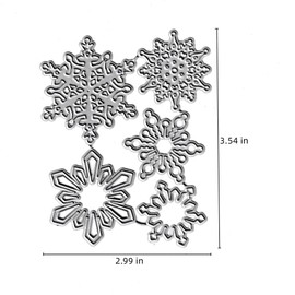 5pcs Snowflakes Cutting Dies, Winter Christmas Snowflakes Die Cuts Metal Embossing Stencils Template Mould for Card Scrapbooking and DIY Craft Album Paper Card Decor