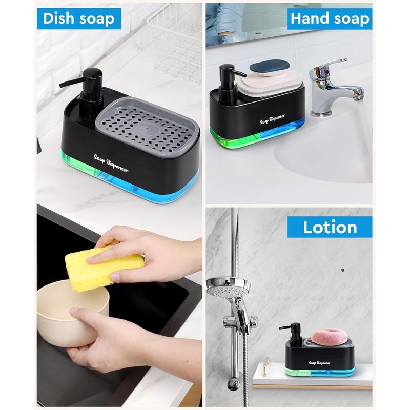 LINZOM Hand and Dish Soap Dispenser Set for Kitchen Dual