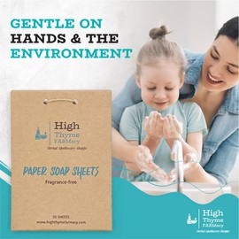 High Thyme FARMacy Unscented Paper Soap Sheets for Travel - 6-Pack (300 Sheets) Mini Purse Essentials - Camping Soaps - Travel Soap Sheets