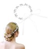Ouligay Flower Girl Headpiece, Rhinestone Silver Crystal Pearl Flower Girl