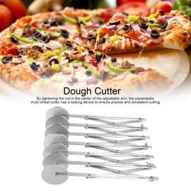 Multi -Rad Edelstahl Pizzaschneiderteig Brot Schneidwerkzeug Küche Backverstellbarer Teiler und Multi -Runde Roller, Gitterschneider, Nudelmacher, Pasta Maker (Siebenräder Pizza