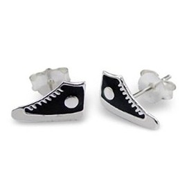 Black and White Sneaker Trainers Earrings 925 Sterling Silver