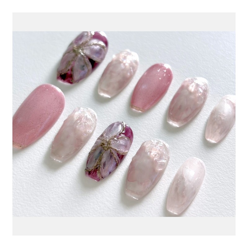 [Hwawon Garden] Handmade nail tips - Oval / [화원 Garden]