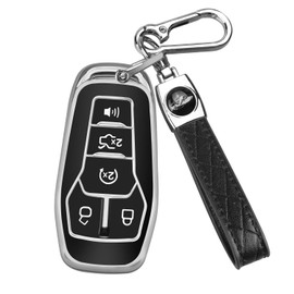 QBUC for Ford Key Fob Cover with Keychain,Key Shell Compatible with Ford Explorer F150 Lincoln MKC MKX MKZ Fusion Mustang Edge Remote Key Vehicle Accessories(Black)