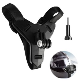 Motorcycle Helmet Mount Action Camera Helmet Mount Adjustable Motorcycle Helmet Holder Non-Slip Helmet Chin Support Curved Helmet Mount Compatible with GoPro Hero and Other Action Cameras Black