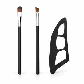 3-Piece Eye Makeup Template Kit with 2 Eyeshadow Brushes and Reusable Plastic Eye Stencil for Fast, Defined Eye Looks for Beginners