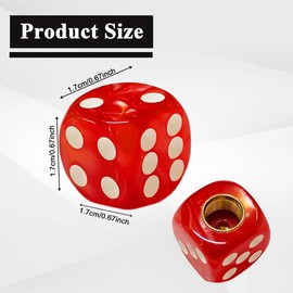 QZTYTY 4PCS Dice Tire Valve Stem Caps, Car Tire Air Valve Caps, Corrosion Resistant Leak-Proof Tire Air Cap Set, Universal Copper Core Tire Valve Stem Covers for Vehicles (Pearl red)