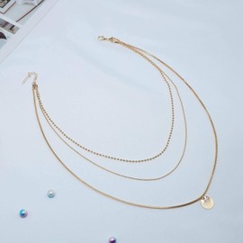 Yienate Multilayer Sequin Necklace Boho Coin Torus Pendant Pearl Choker Link Chain Dainty Gold Long Necklace Layered Jewelry for Women Girls
