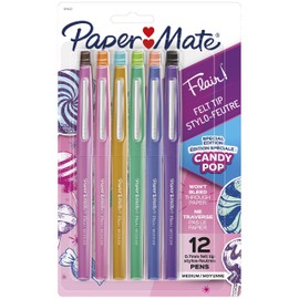 Paper Mate Flair Felt Tip Pens Medium Tip 12-Pack (Blister) Candy Pop Colors