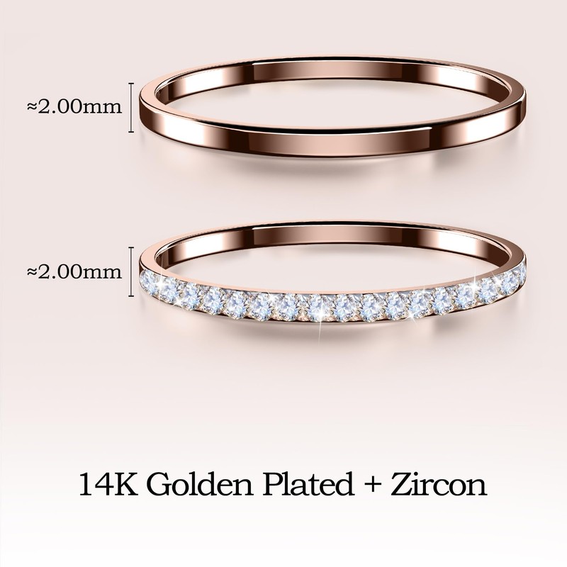 SZJCLTD 2 Pack 14K Gold Plated Stackable Rings Compatible with
