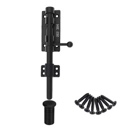 Sliding Bolt Gate Bolt Thickened Heavy Duty Door Bolt Lock 304 Stainless Steel Bolt Bolt Black Solid Gate Lock Door Latches with Screws and Dust Container