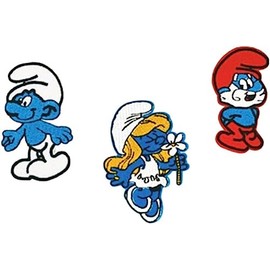 Classic Cartoon Movie Blue Smurf Characters Embroidered Iron on Patch Set of 3