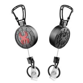 Retractable Keychain, Heavy Duty Carabiner Badge Holder, Tactical ID Badge Reel with 30” Steel Cord and Key Ring,8.0oz