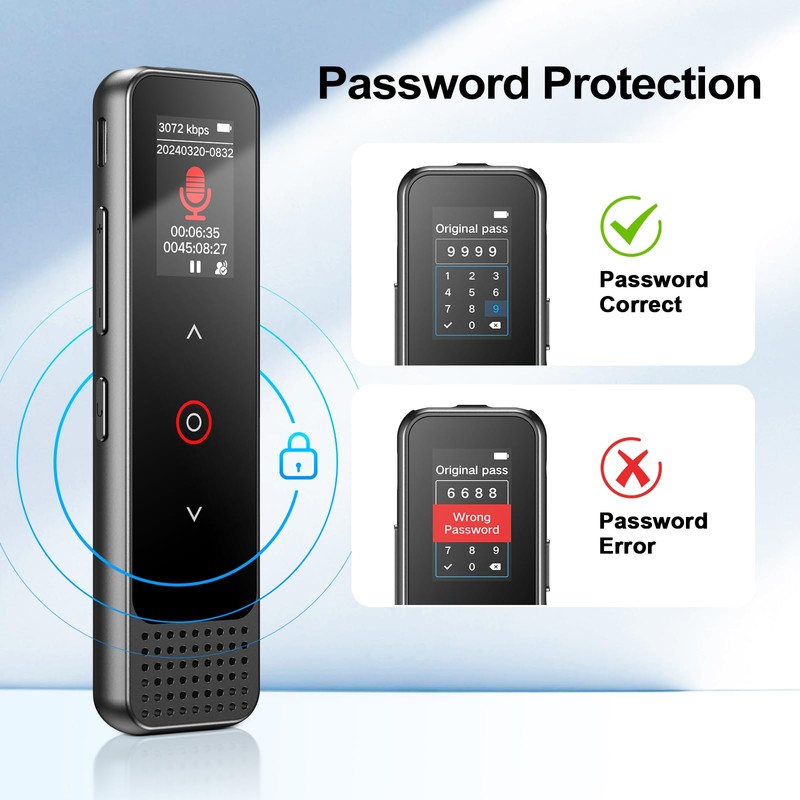 128GB Digital Voice Recorder with Playback, Small Voice Activated Recording