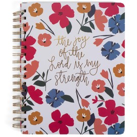 Mary Square Joy of the Lord Is My Strength Pink Floral 7 x 9 Paper Agenda Journal Notebook