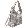 Zzfab Mirror Rhinestone Bling Purse Sparkle Handbag B3169181-PT Silver Grey