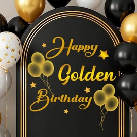 Happy Golden Birthday Decal Sign for Arch Backdrop, Older Wiser Hotter Party Decorations, It's My Golden Birthday Party Supplies, Funny Birthday Wall Decoration Arch Backdrop Decal Sign Gold