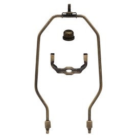 Creative Hobbies 8 Inch Lamp Harp, Finial and Harp Base Set, Antique Brass Finish