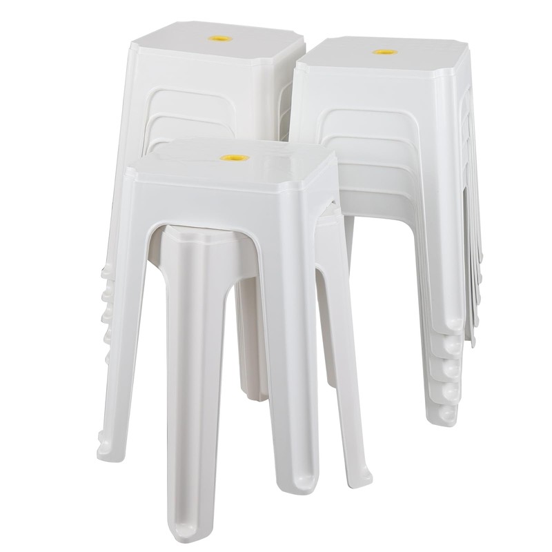 Kekow 12-Pack 18.7 inch Height Home Plastic Stool, Square Portable