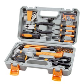 CARTMAN 126-Piece Home Tool Set Kit, Basic Household Hand Tools with Storage Case, Orange