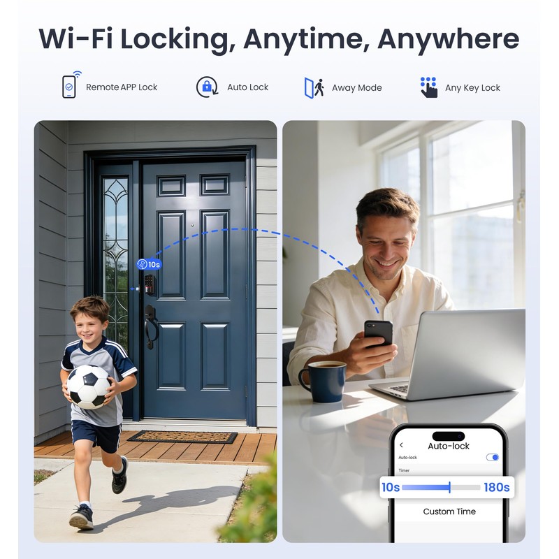 Veise VE027 Built-in Wi-Fi Smart Lock, Fingerprint Keyless Entry Front