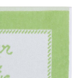 Coucke French Cotton Square Terry Towel, Olivier Amande, 20-Inches by 20-Inches, Green, White