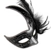 ILOVEMASKS Silver Black Fancy Side Feather Women's Party Masquerade with
